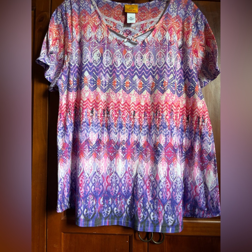 Ruby Rd. Multicolor‎ Geometric Print Blouse #1441 - Picture 3 of 5
